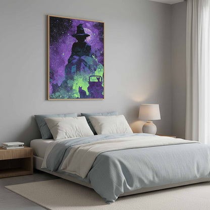 Witch Silhouette Digital Art Print – styled room view 11