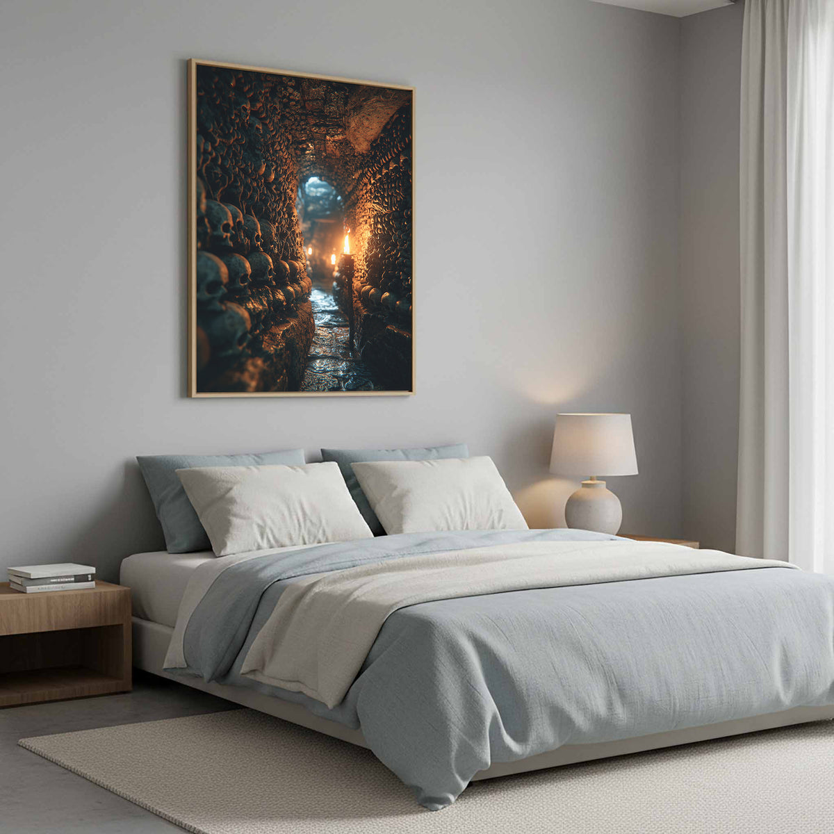 Dark Catacomb Canvas Wall Art – styled room view 11