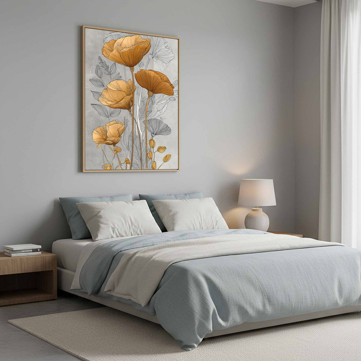 Modern Floral Wall Art Print – styled room view 9