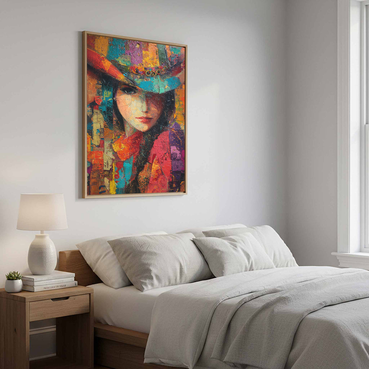 Western Cowgirl Abstract Canvas Wall Art – styled room view 11