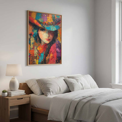 Western Cowgirl Abstract Canvas Wall Art – styled room view 11