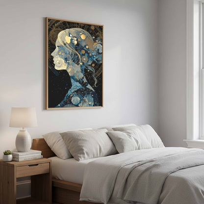 Celestial Woman Silhouette Canvas Art – styled room view 12