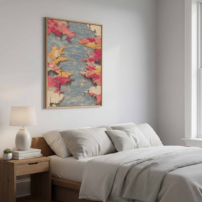 Abstract Textile Canvas Wall Art – styled room view 12