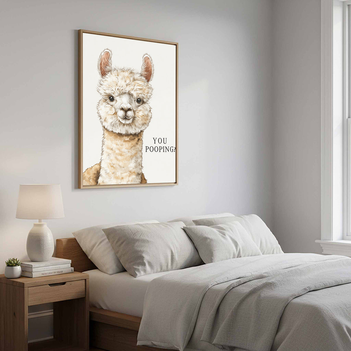 Funny Alpaca Wall Art – styled room view 9