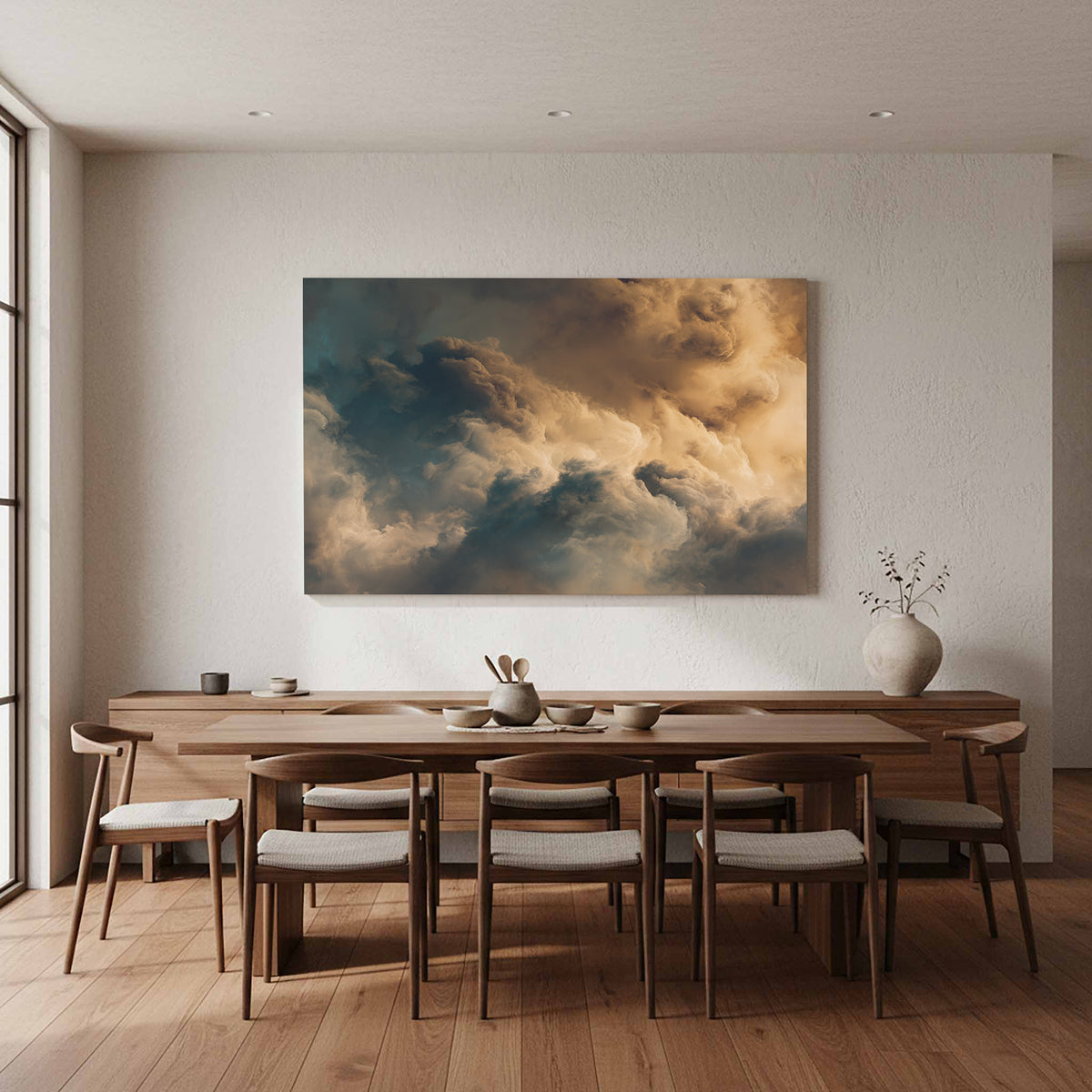 Abstract Cloud Wall Art – styled room view 12