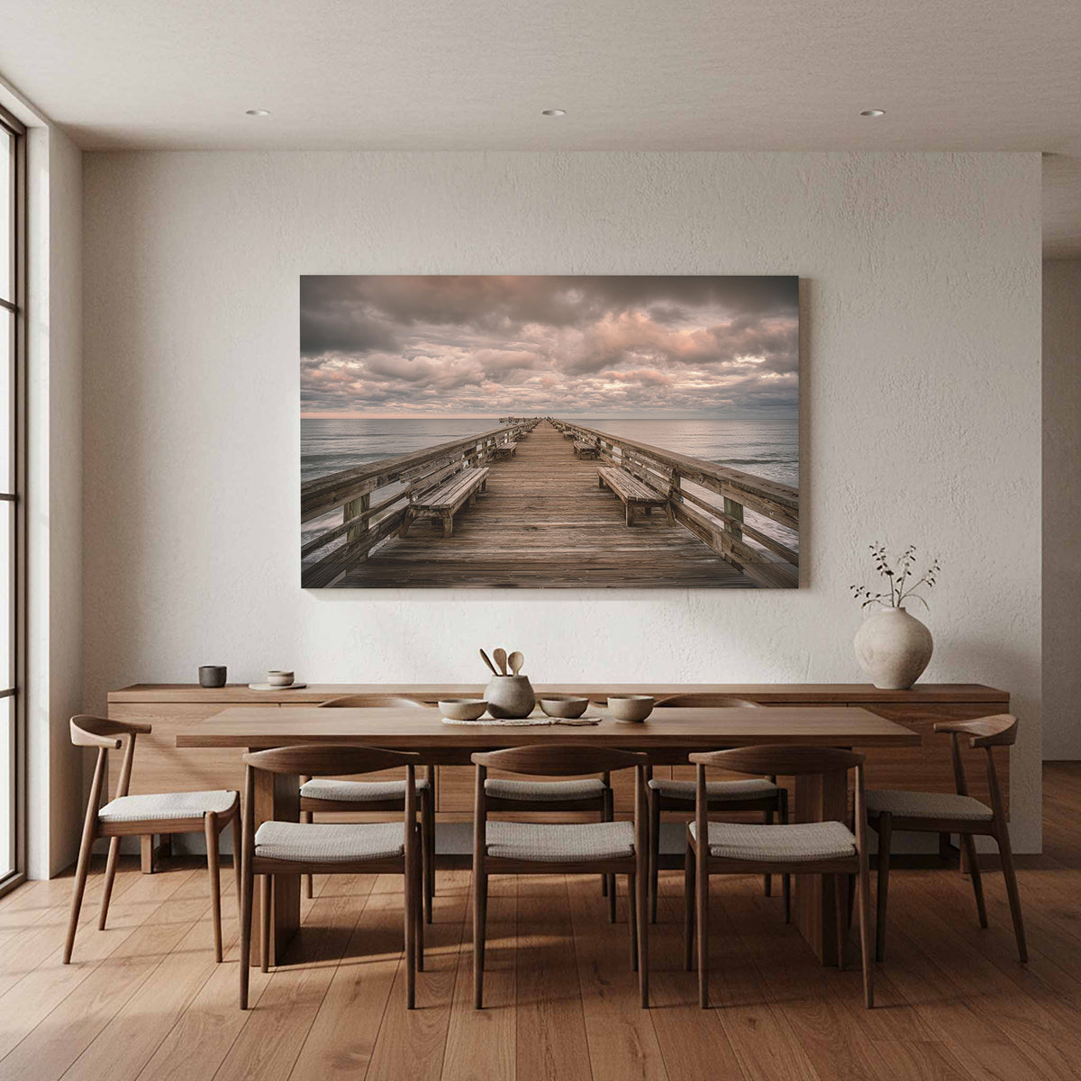 Ocean Pier Canvas Wall Art – styled room view 11