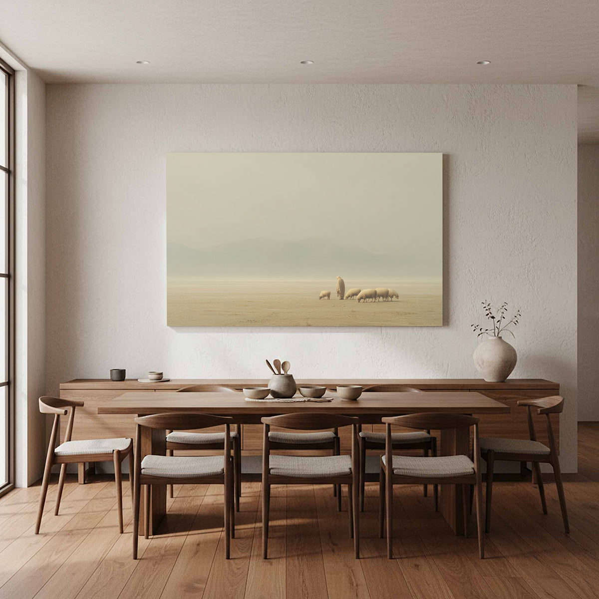 Jesus with Sheep Canvas Wall Art – styled room view 12