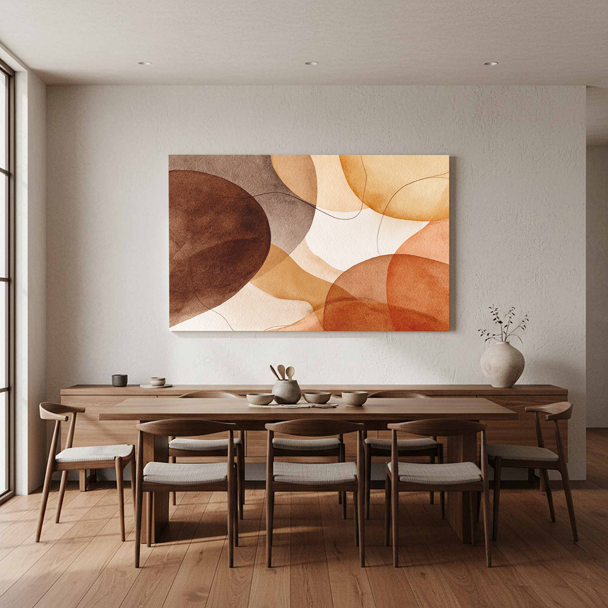 Abstract Watercolor Canvas Print – styled room view 7