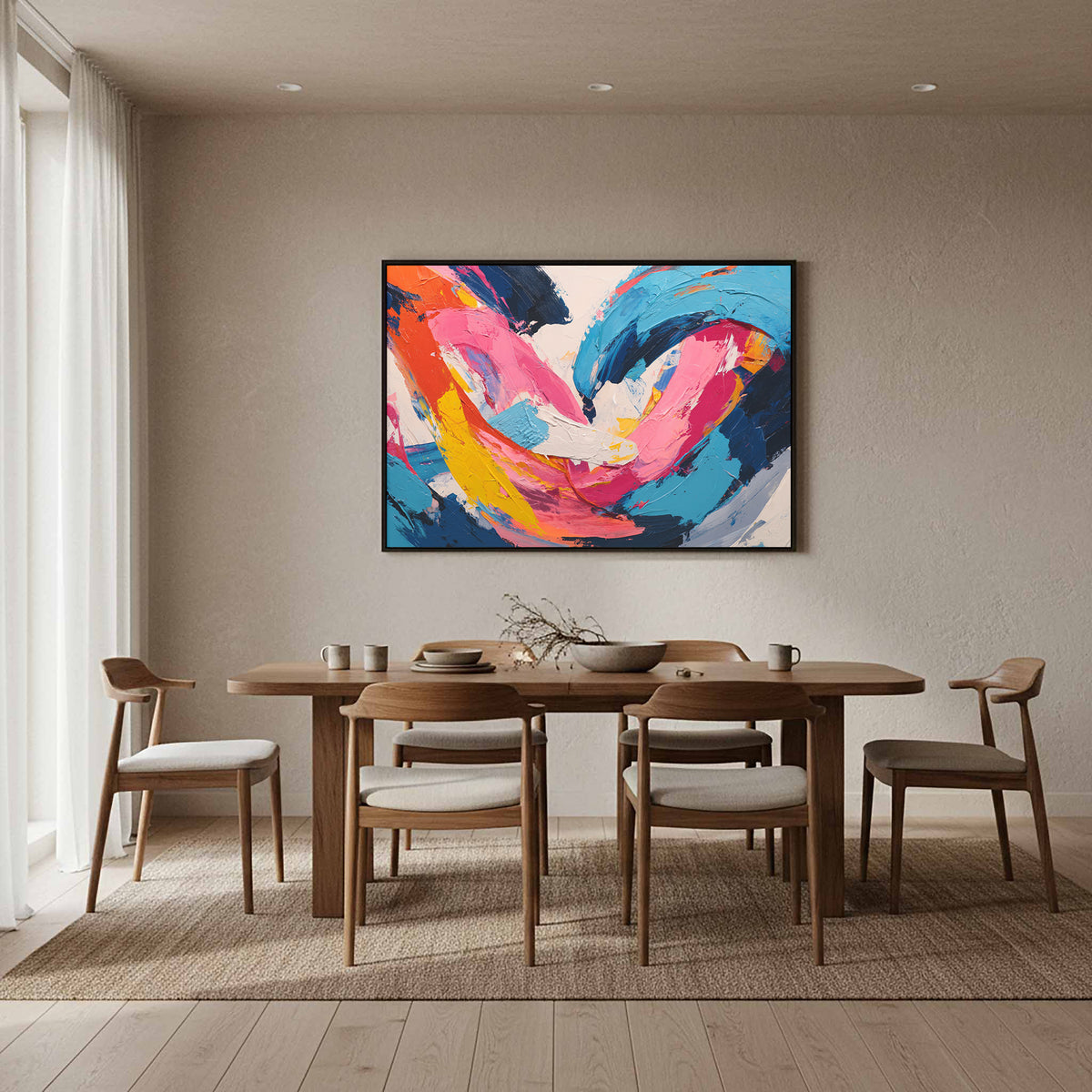 Abstract Intimate Canvas Art – styled room view 12