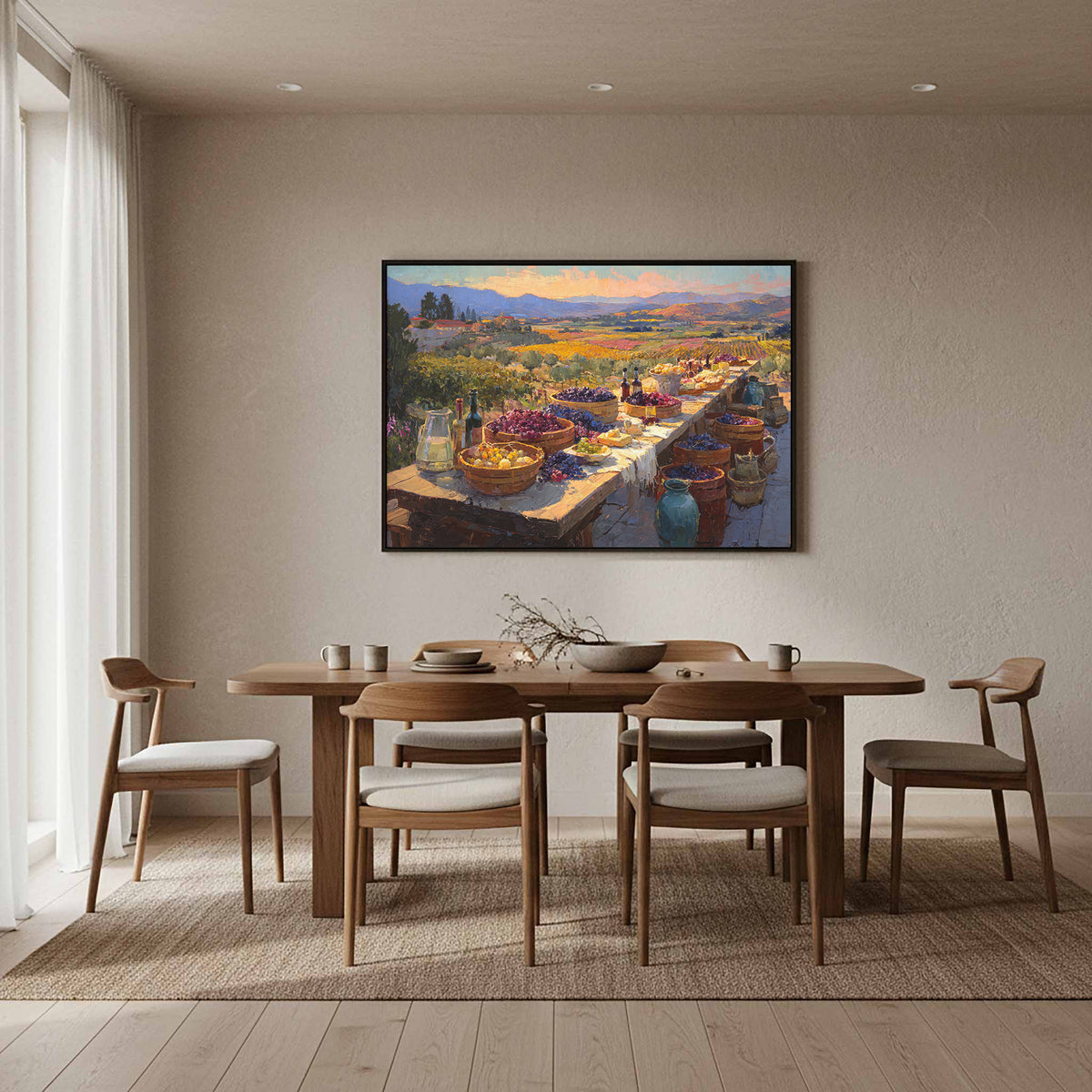Wine Country Harvest Canvas Wall Art – styled room view 11