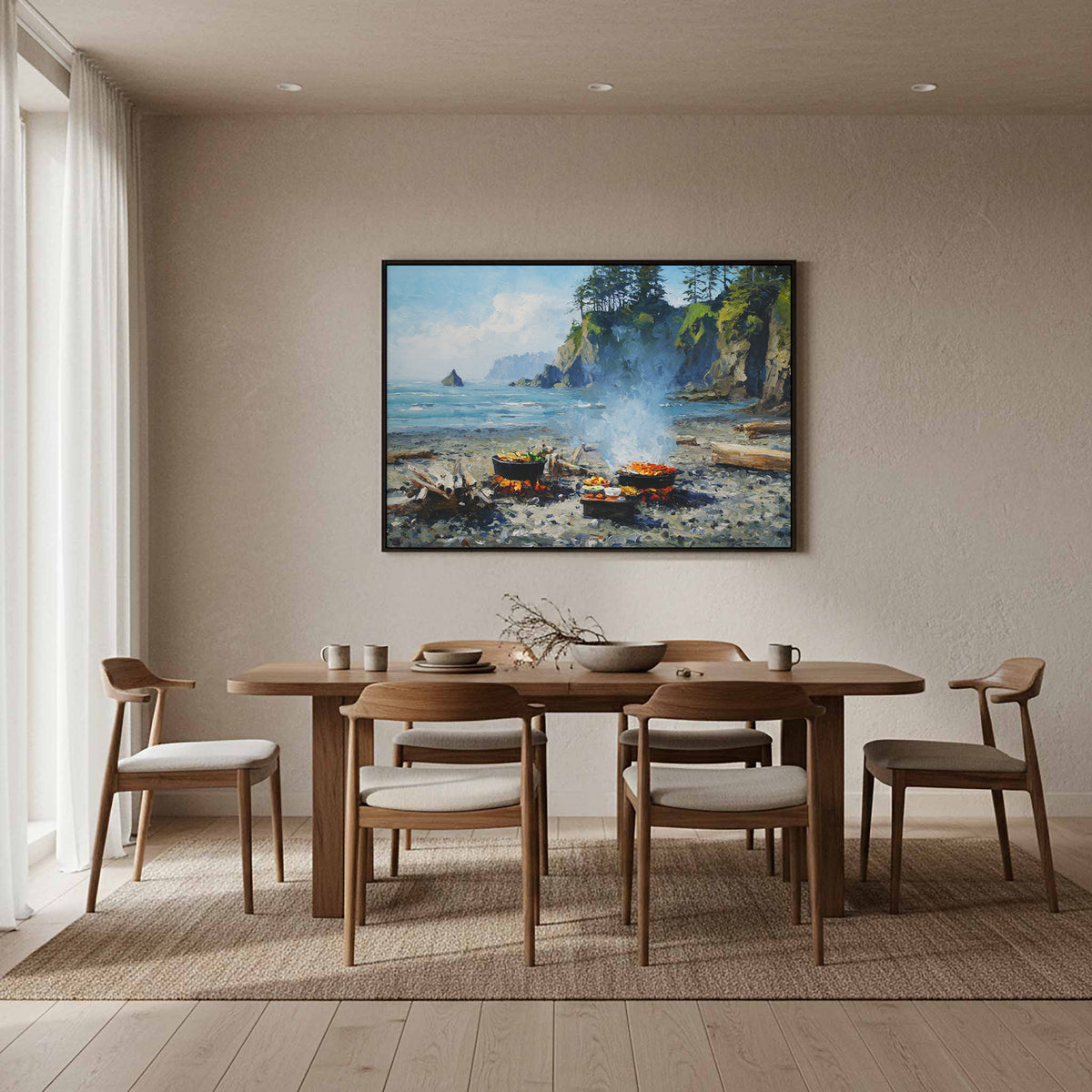 Coastal Impressionist Canvas Art – styled room view 10