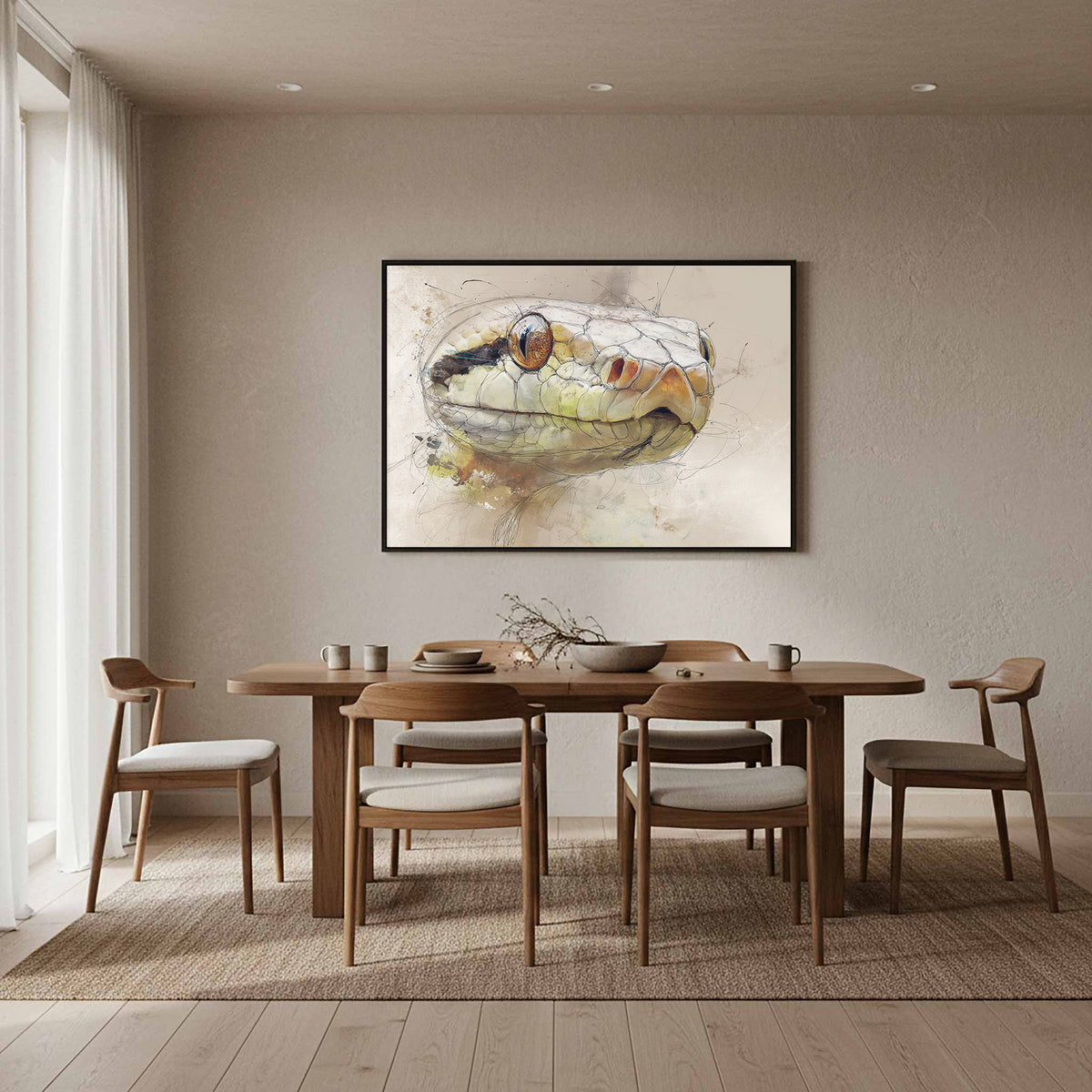 Snake Portrait Canvas Wall Art – styled room view 12