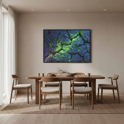 Cracked Rock Wall Canvas Art – styled room view 11