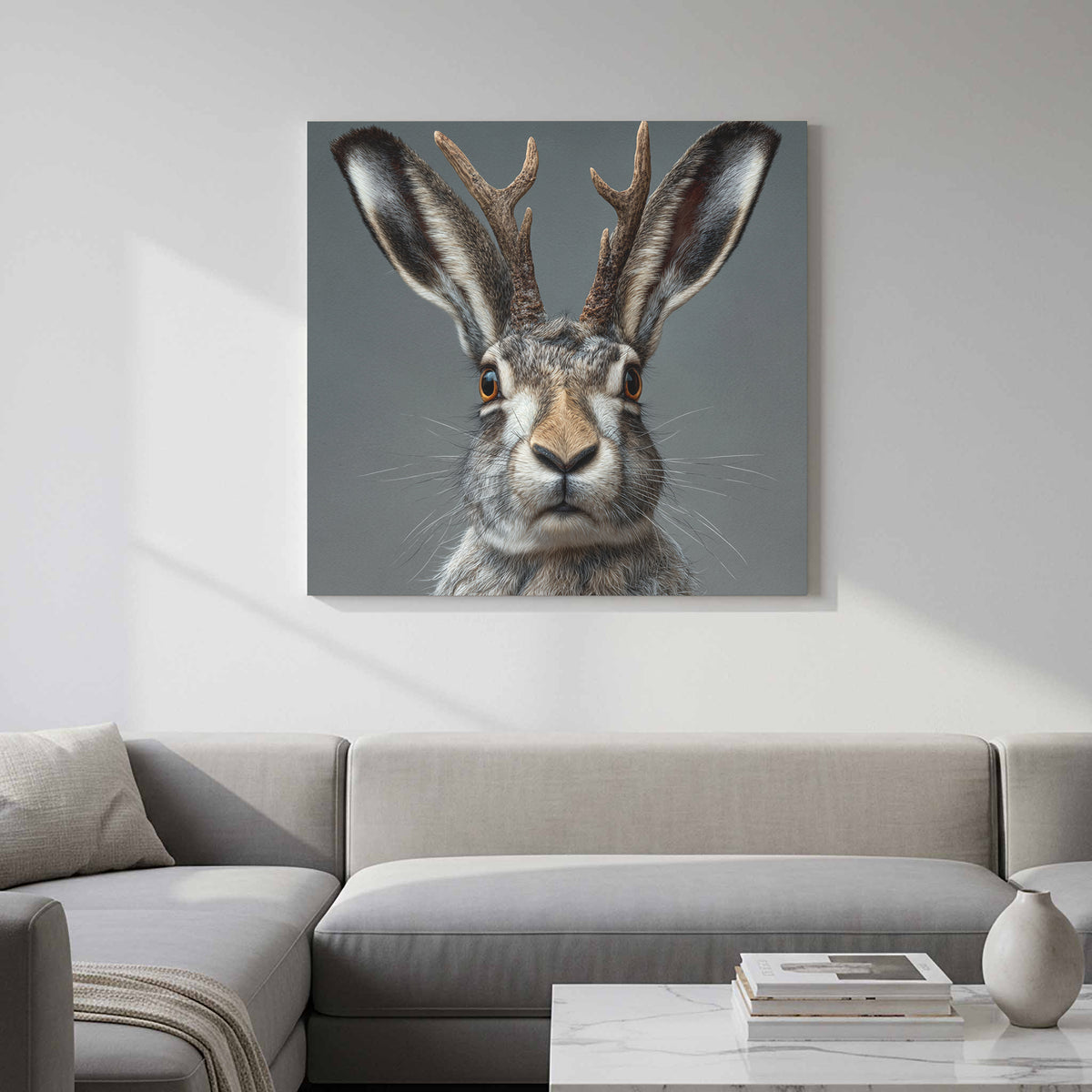 Jackalope Canvas Wall Art – styled room view 12