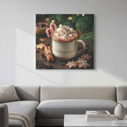 Christmas Hot Cocoa Canvas Wall Art – styled room view 11