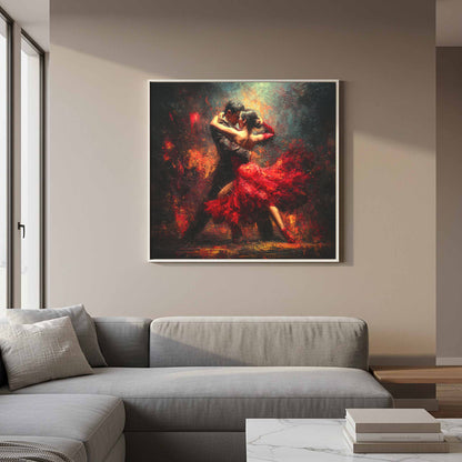 Passionate Tango Canvas Wall Art – styled room view 11