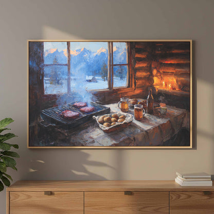 Rocky Mountain Lodge Canvas Print – styled room view 11