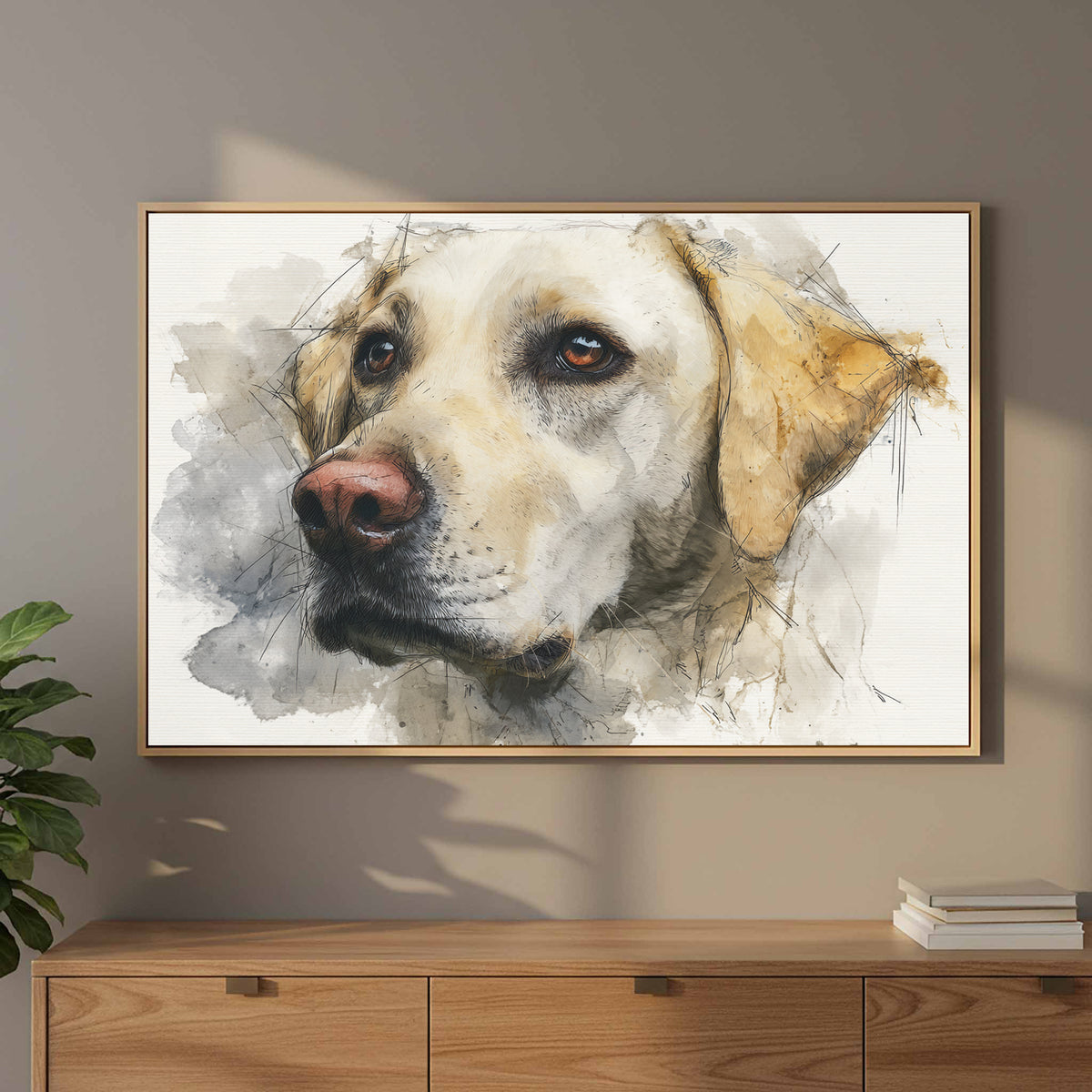 Labrador Dog Portrait Canvas Print – styled room view 11