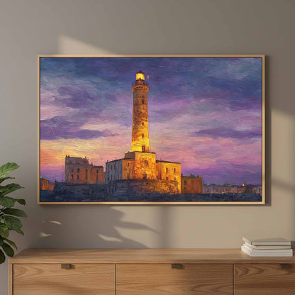 Lighthouse of Genoa Canvas Wall Art – styled room view 11