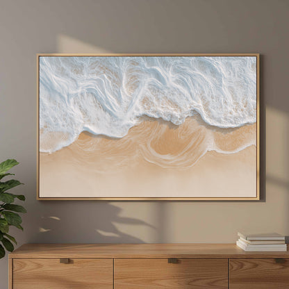 Aerial Ocean Waves Canvas Print – styled room view 11