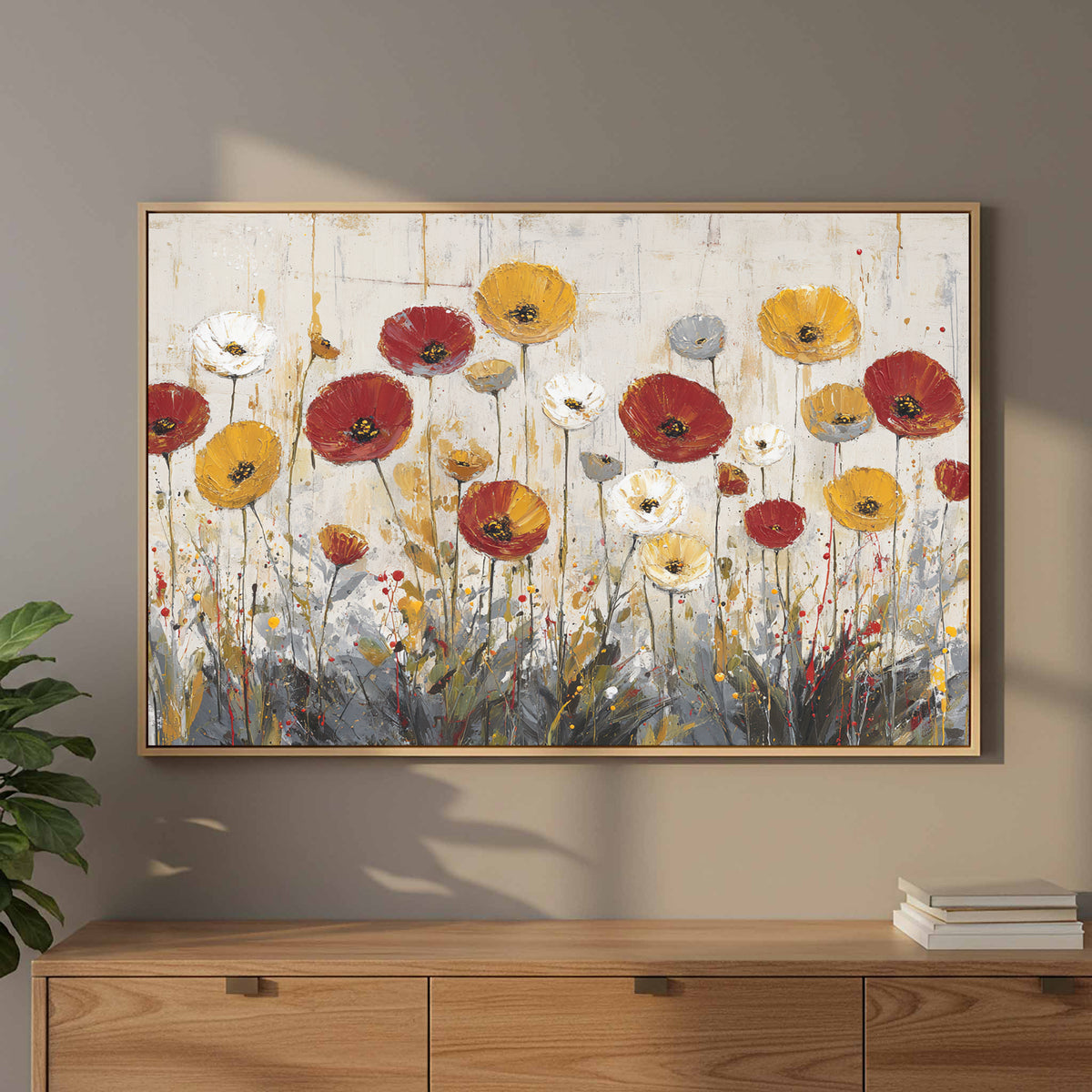 Contemporary Floral Canvas Art – styled room view 12