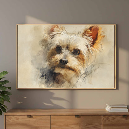 Yorkshire Terrier Watercolor Canvas Print – styled room view 11
