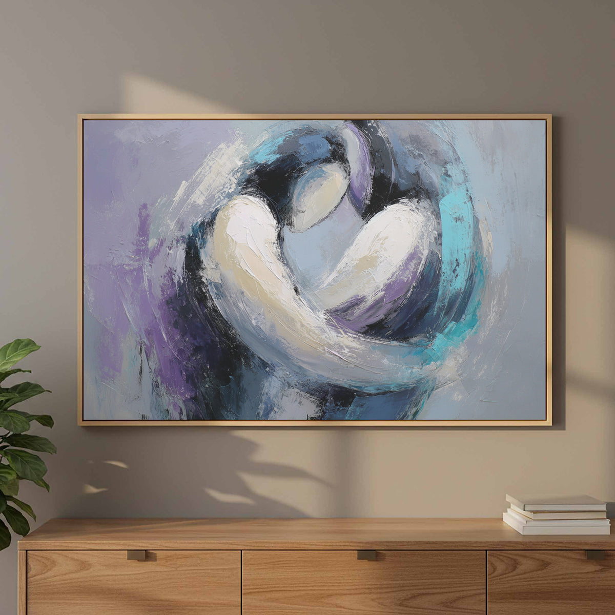Abstract Intimacy Canvas Wall Art – styled room view 12