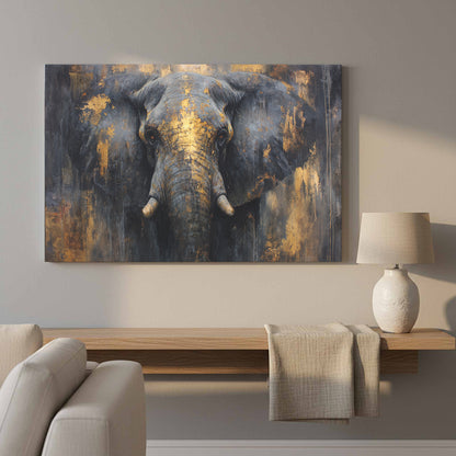 Bold Elephant Portrait Canvas – styled room view 12