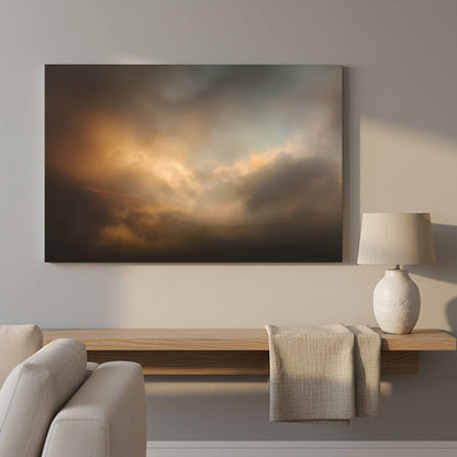 Moody Sky Abstract Canvas Wall Art – styled room view 11