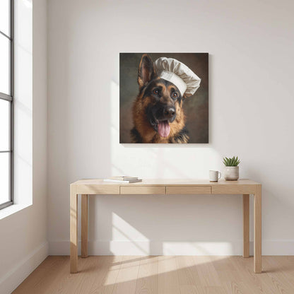 German Shepherd Chef Canvas Print – styled room view 11