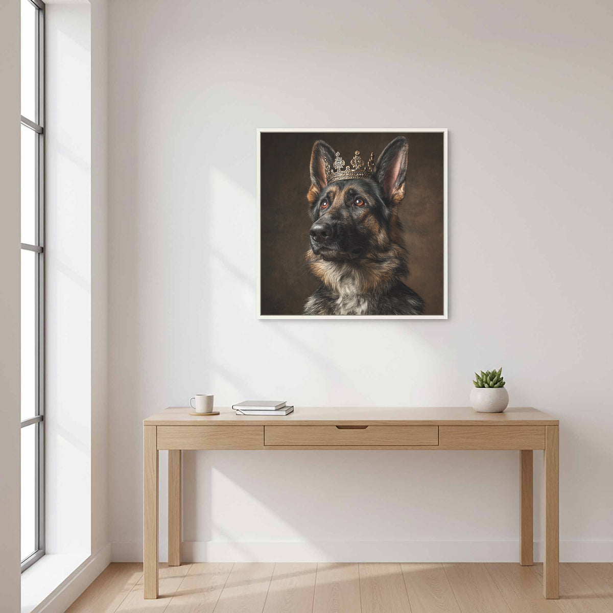 German Shepherd Dog Crown Canvas Print – styled room view 11