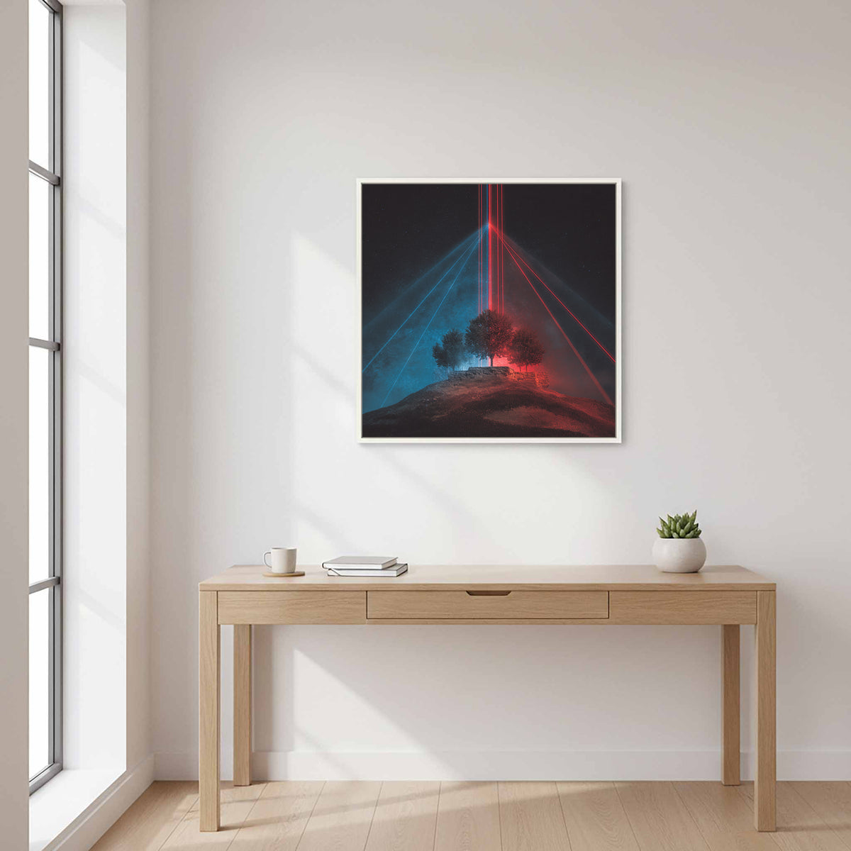 Futuristic Laser Tree Canvas Print – styled room view 12