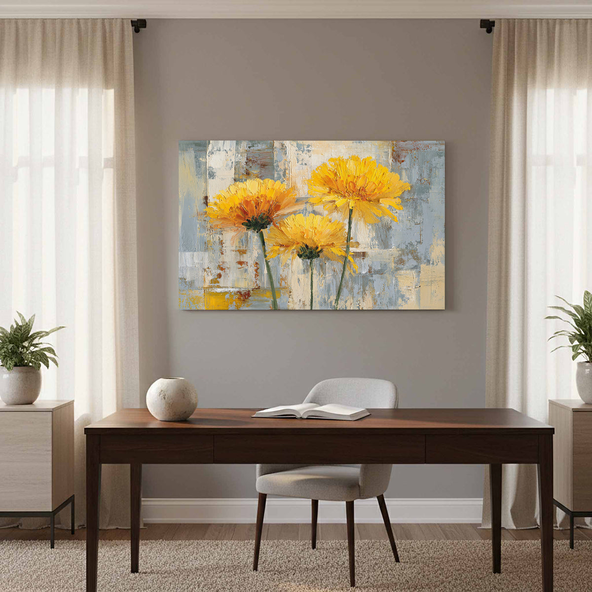 Abstract Yellow Flower Canvas Art — product image 12