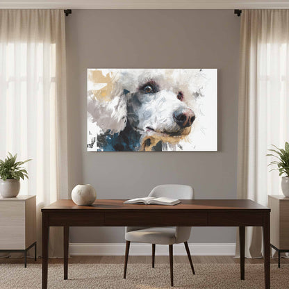 Stylized Poodle Canvas Wall Art – styled room view 11