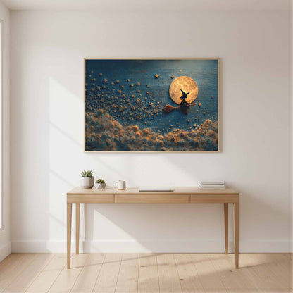 Cute Witch Canvas Wall Art – styled room view 11