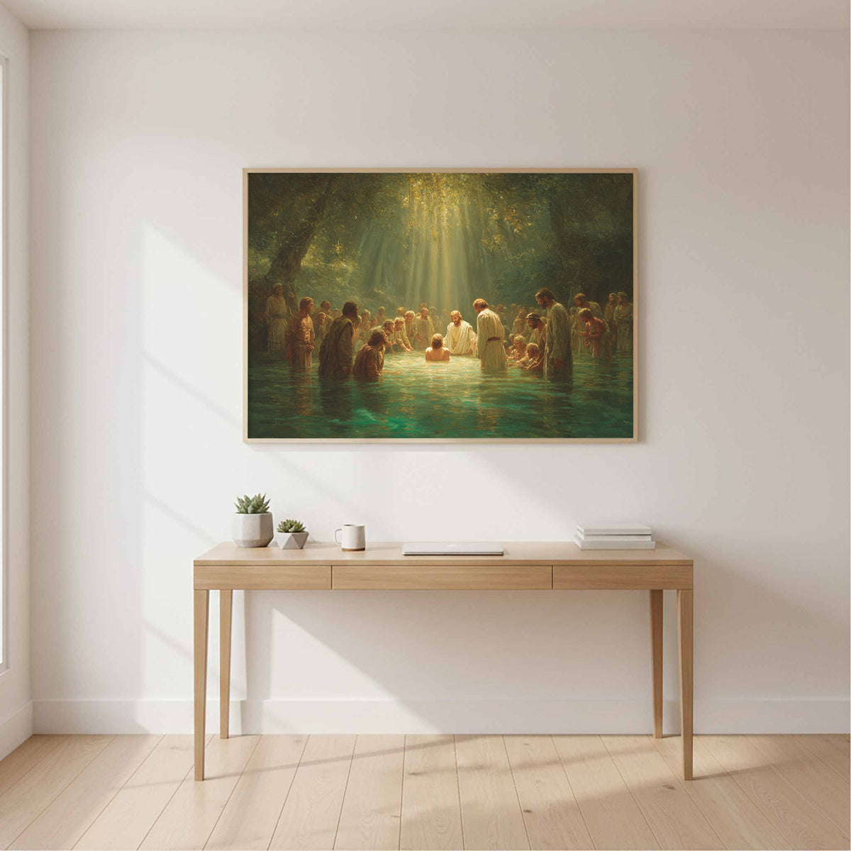 Baptism of Jesus Canvas Wall Art – styled room view 11