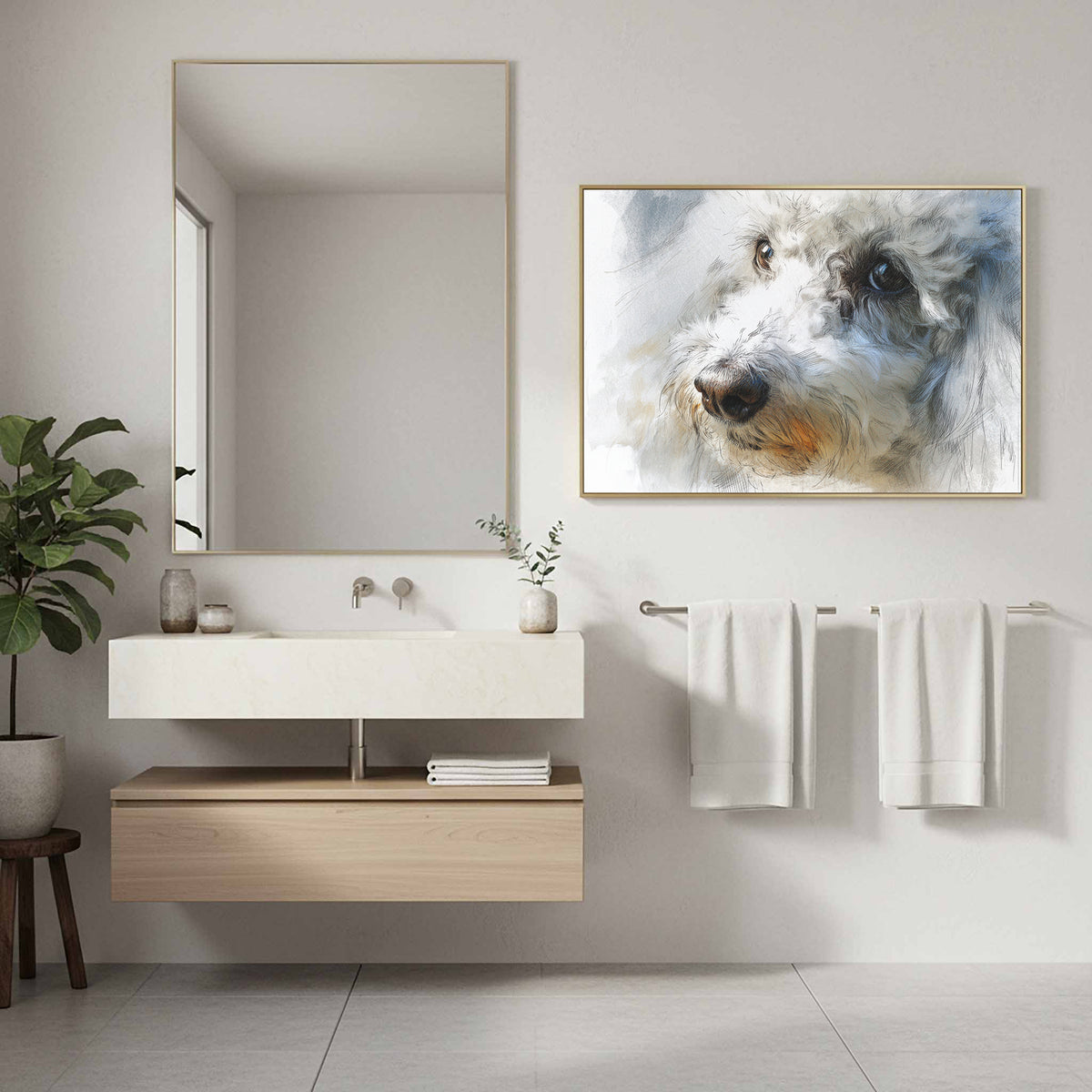 Poodle Portrait Wall Art – styled room view 12