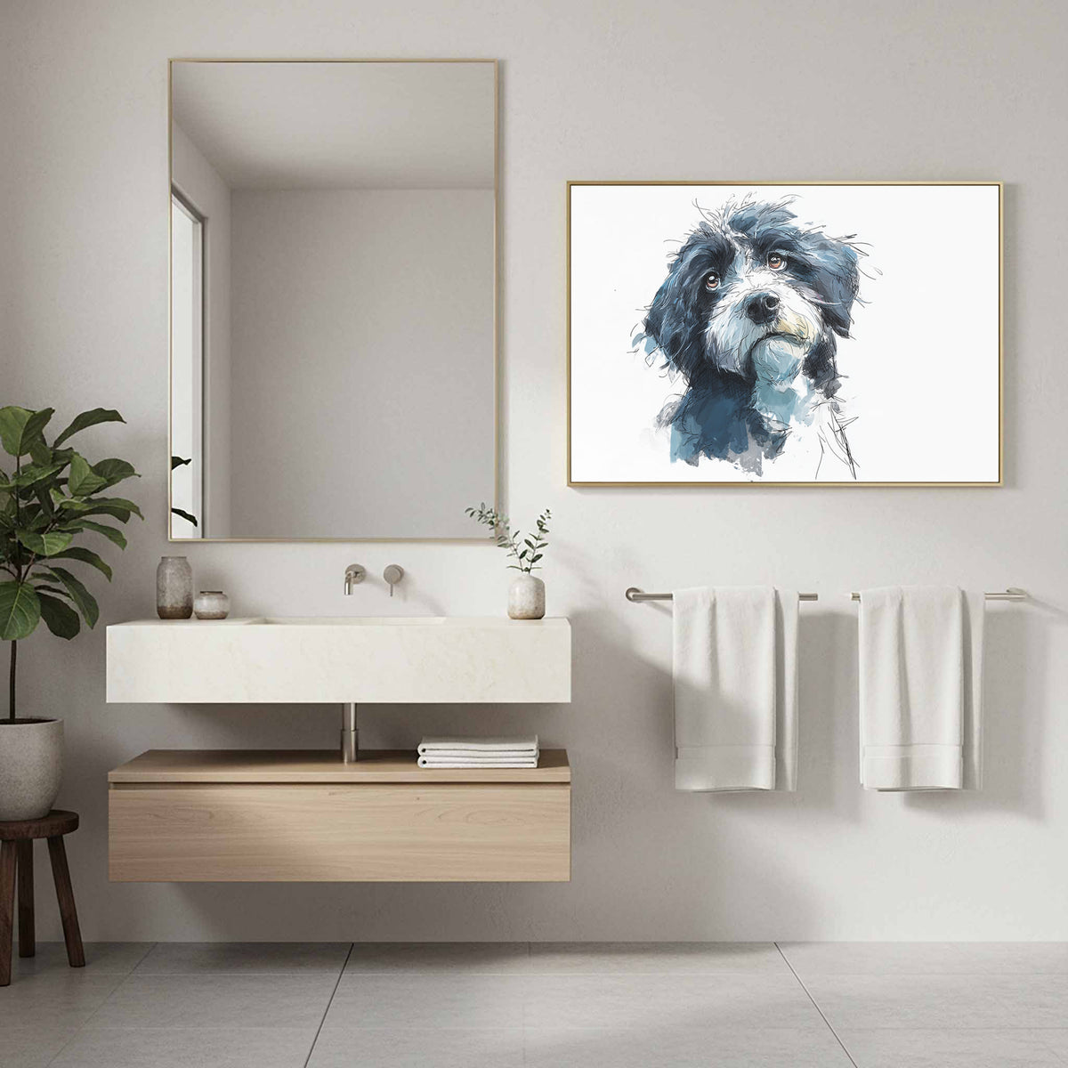 Portuguese Water Dog Canvas Wall Art – styled room view 12