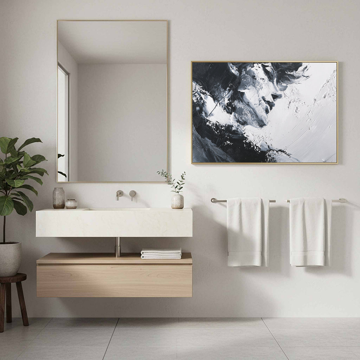 Abstract Intimate Couple Wall Art – styled room view 12