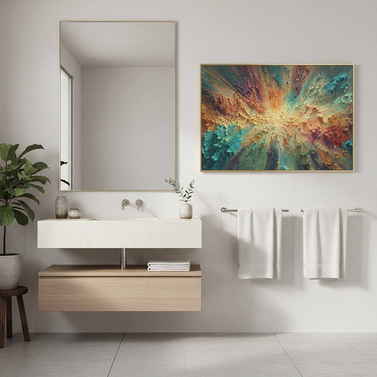 Abstract Burst Canvas Wall Art – styled room view 11