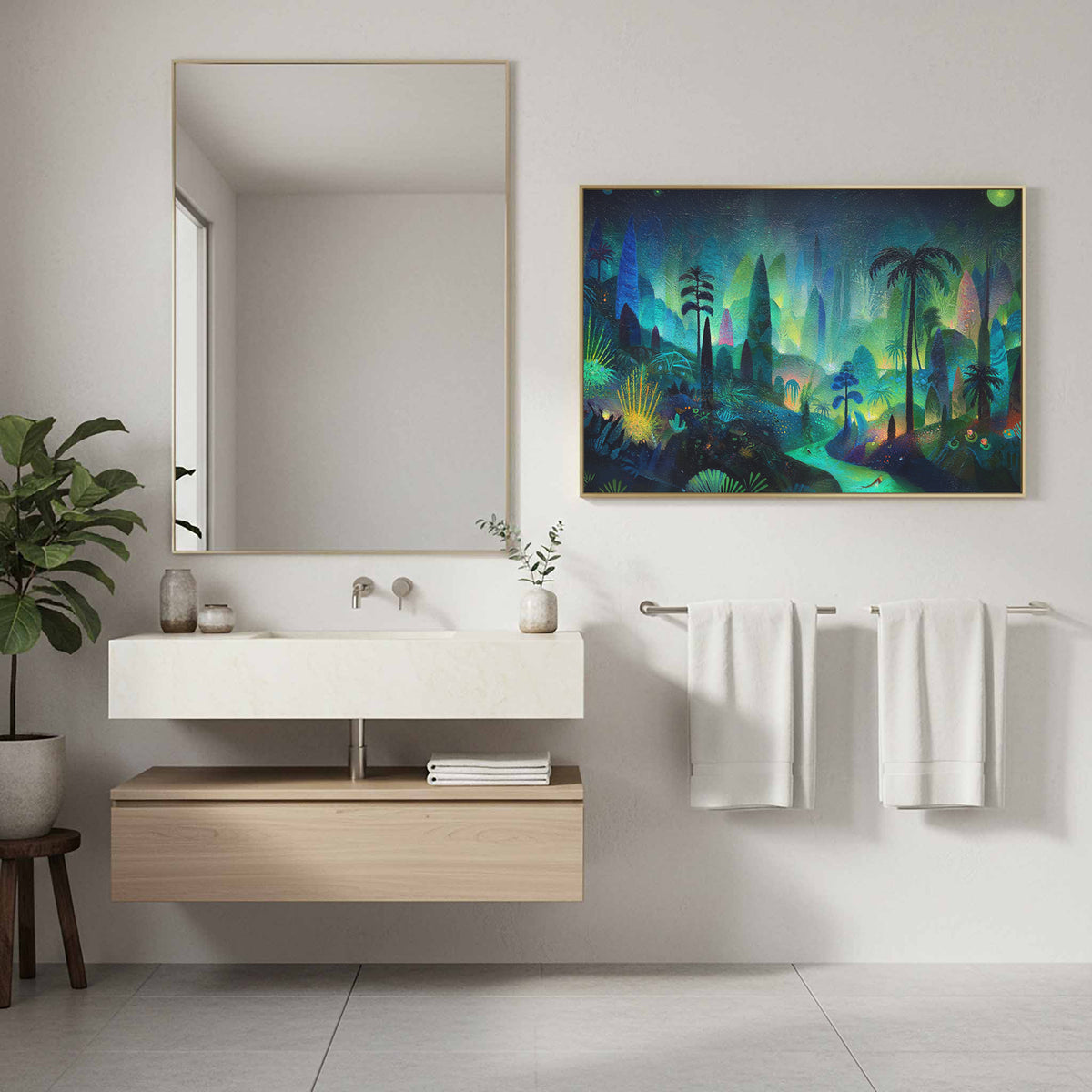 Dark Jungle Canvas Art – styled room view 11