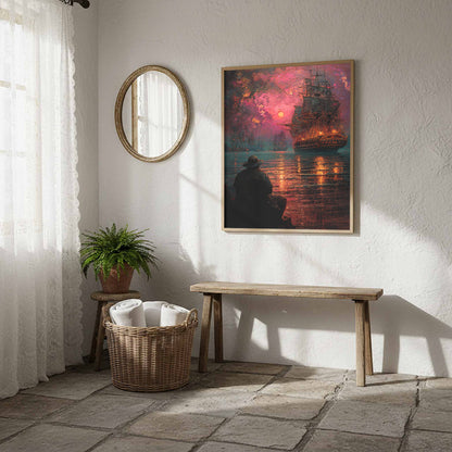 Naval Battle Canvas Wall Art – styled room view 11