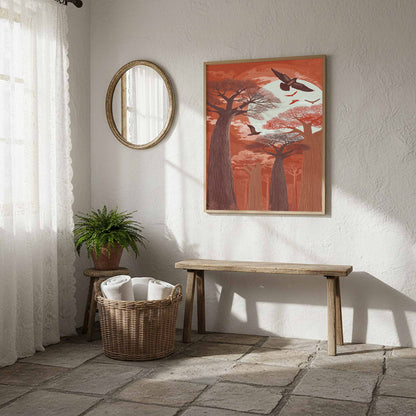 Baobab Tree Forest Canvas Wall Art – styled room view 11