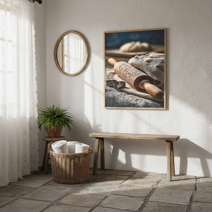 Rustic Kitchen Baking Canvas Art – styled room view 9