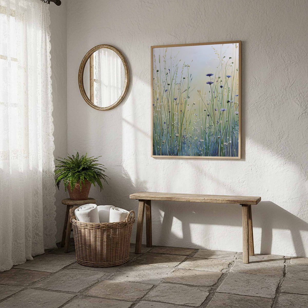 Minimalist Botanical Wall Art – styled room view 11