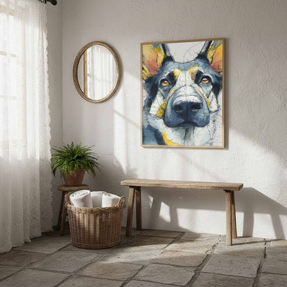 German Shepherd Canvas Wall Art – styled room view 12
