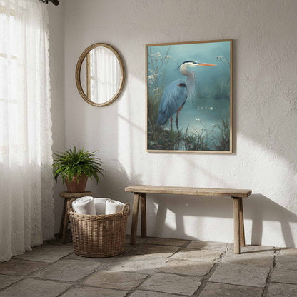 Great Blue Heron Canvas Print – styled room view 10