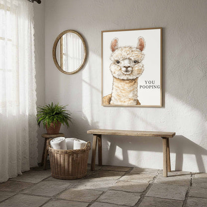 Funny Alpaca Wall Art – styled room view 10