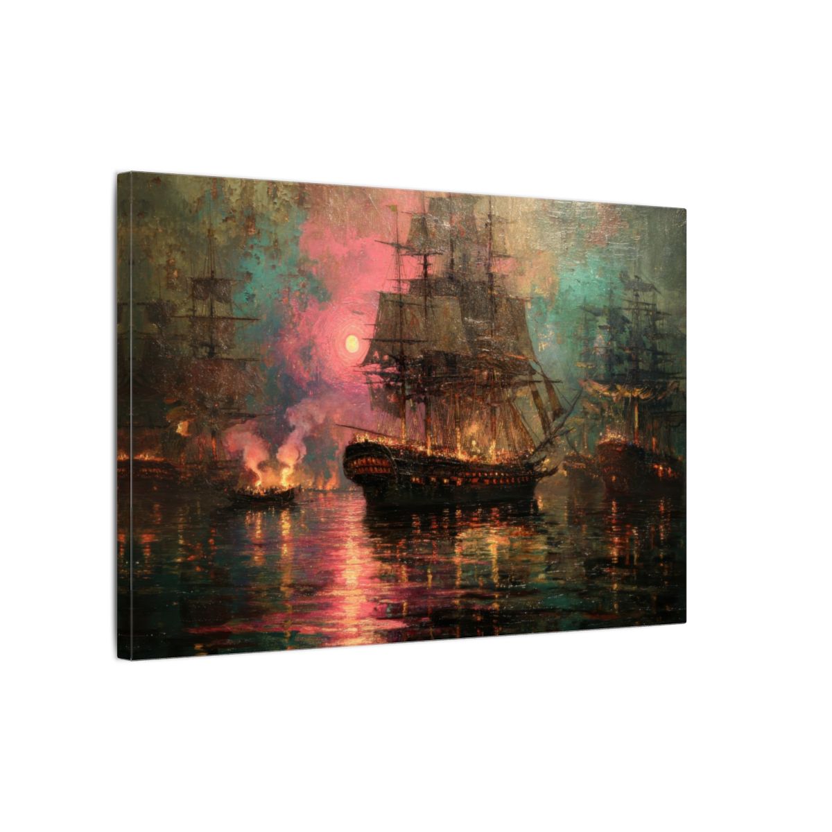 Naval Battle Canvas Print – gallery wrapped canvas, side view