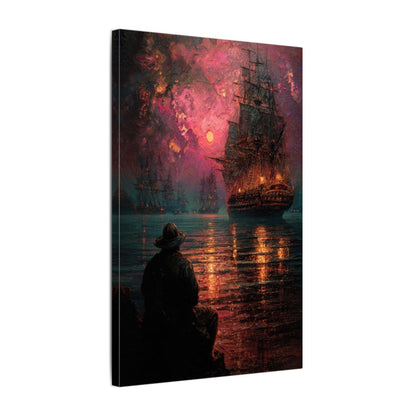 Naval Battle Canvas Wall Art – gallery wrapped canvas, side view